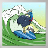 Funny Cassowary Surfing ポスター (正面)