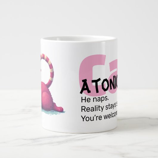 Funny Cat 20oz Mug – CatAtonic: I Nap. You Exist. ジャンボコーヒーマグカップ (正面)