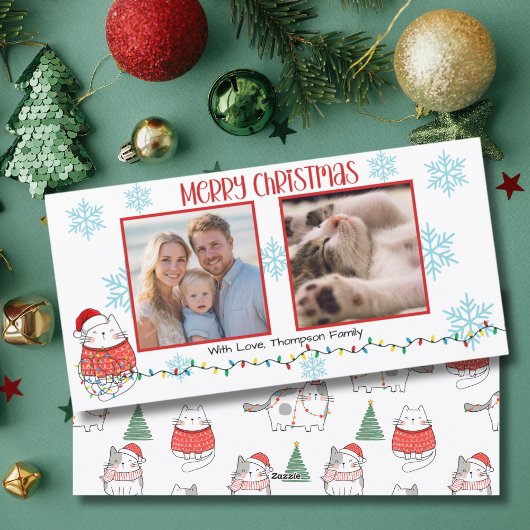 Funny Cat 2 Photo Meowy Christmas カスタム シーズンカード