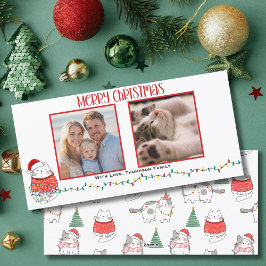 Funny Cat 2 Photo Meowy Christmas Custom  シーズンカード