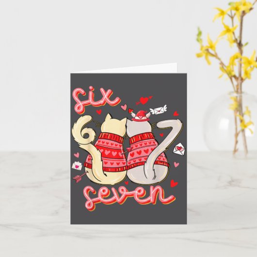 Funny Cat 67 Meme Six Seven Gen Alpha Slang Kids V カード (黄色い花)