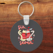 Funny Cat 67 Meme Six Seven Gen Alpha Slang Kids V キーホルダー (正面)