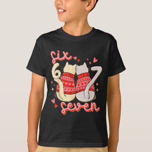 Funny Cat 67 Meme Six Seven Gen Alpha Slang Valent Tシャツ (正面)