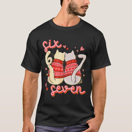 Funny Cat 67 Meme Six Seven Gen Alpha Slang Valent Tシャツ (正面)