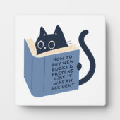 Funny Cat and Book – Book Lover & Reading  フォトプラーク (正面)