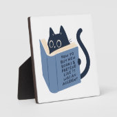 Funny Cat and Book – Book Lover & Reading  フォトプラーク (正面)