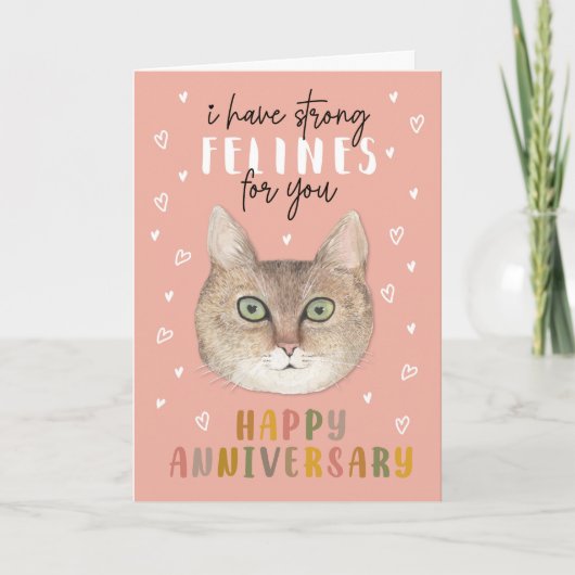 Funny Cat Anniversary Card Strong Felines For You カード (正面)