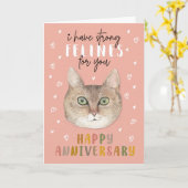 Funny Cat Anniversary Card Strong Felines For You カード (黄色い花)