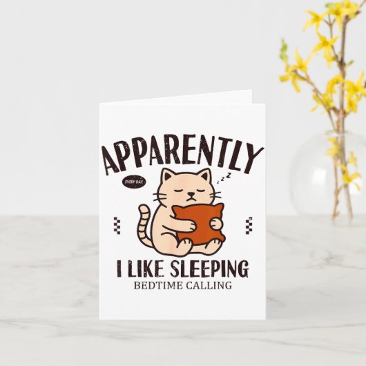 Funny Cat Apparently, I Like Sleeng  カード (黄色い花)