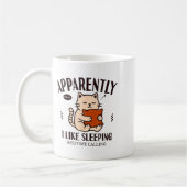 Funny Cat Apparently, I Like Sleeng  コーヒーマグカップ (左)