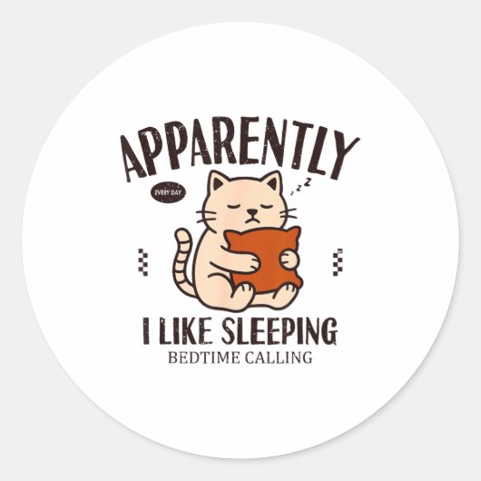 Funny Cat Apparently, I Like Sleeng  ラウンドシール (正面)