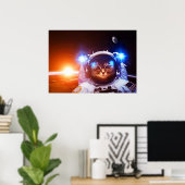 Funny Cat Astronaut ポスター (ホームオフィス)