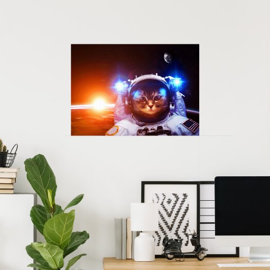 Funny Cat Astronaut ポスター (ホームオフィス)