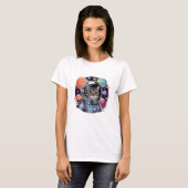 Funny Cat Astronaut In Space Tシャツ (正面フル)