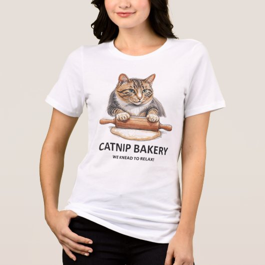 Funny Cat Baker T-Shirt 😺 “Catnip Bakery” | Cute トライブレンドTシャツ (正面)
