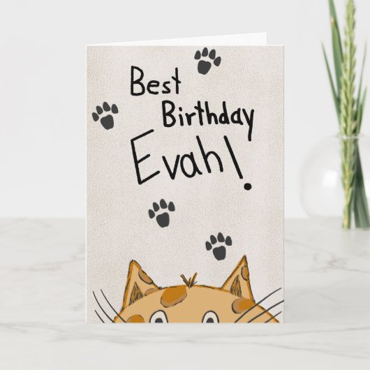 Funny Cat Birthday Card, From the Cat カード (正面)