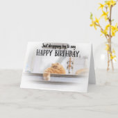 Funny Cat Birthday Greeting Card  カード (黄色い花)