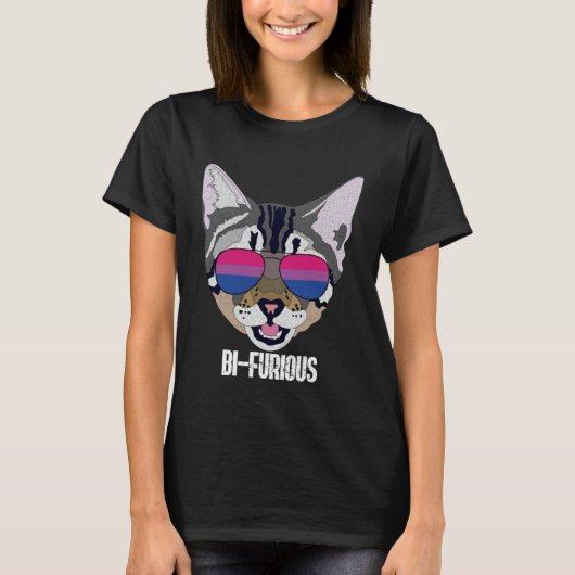 Funny Cat Bisexual Bifurious Bi Pride Tシャツ (正面)