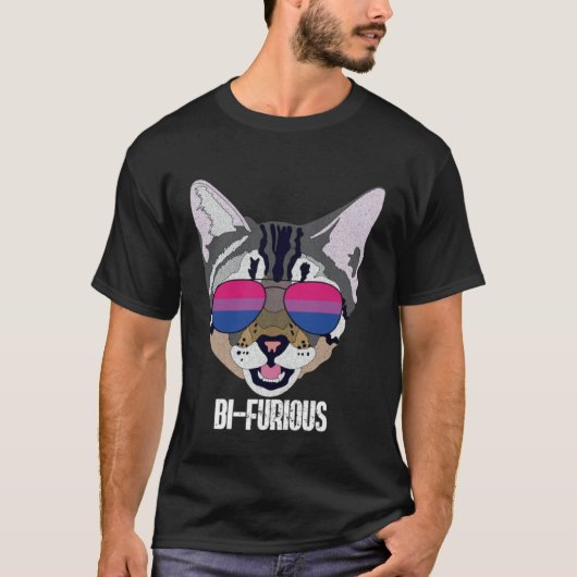 Funny Cat Bisexual Bifurious Bi Pride Tシャツ (正面)