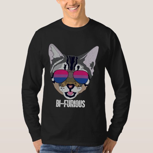 Funny Cat Bisexual Bifurious Bi Pride Tシャツ (正面)
