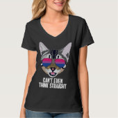 Funny Cat Bisexual Can't Even Think Straight Bi Pr Tシャツ (正面)