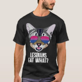 Funny Cat Bisexual Lesbians Eat What Bi Pride Tシャツ (正面)