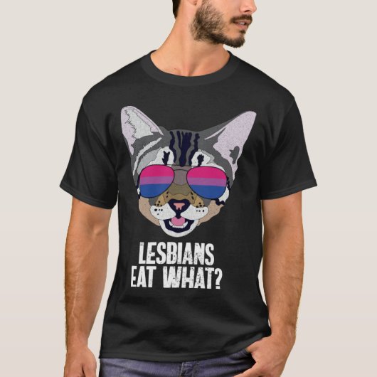 Funny Cat Bisexual Lesbians Eat What Bi Pride Tシャツ (正面)