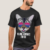 Funny Cat Bisexual Pride No One Knows I'm Bi Tシャツ (正面)