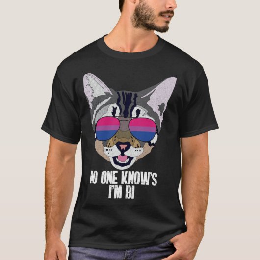 Funny Cat Bisexual Pride No One Knows I'm Bi Tシャツ (正面)