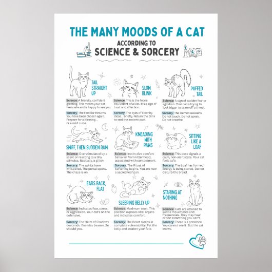 Funny Cat Body Language Poster – Feline Mood Chart ポスター (正面)