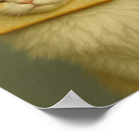 Funny Cat Bread Surreal Aesthetic Wall Art Print ポスター (角)