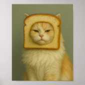 Funny Cat Bread Surreal Aesthetic Wall Art Print ポスター (正面)