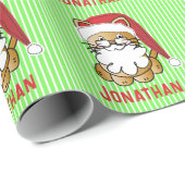 Funny Cat Cartoon Christmas Santa for Kids ラッピングペーパー (ロールコーナー)