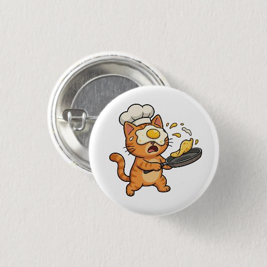 Funny Cat Chef Button 缶バッジ (正面&裏面)