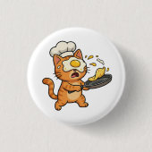 Funny Cat Chef Button 缶バッジ (正面)