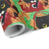 Funny Cat Christmas Art ラッピングペーパー (ロールコーナー)