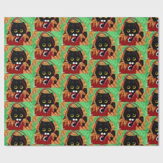 Funny Cat Christmas Art ラッピングペーパー (フラット)