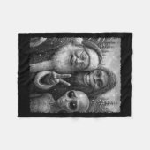 Funny Cat Christmas Bigfoot Alien Santa Snow Selfi フリースブランケット (正面(横))