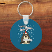 Funny Cat Christmas Carol Meme Merch Santa Hat Kit キーホルダー (正面)