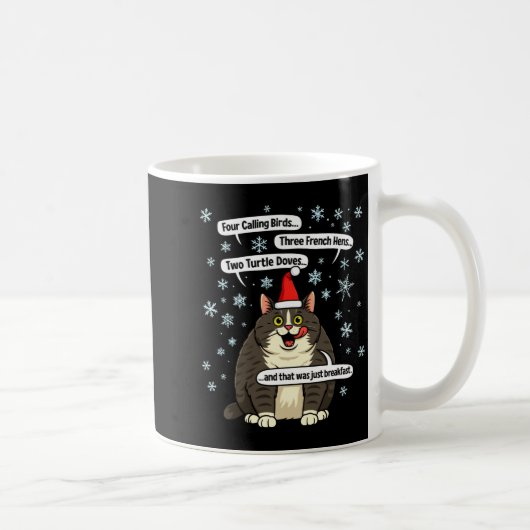 Funny Cat Christmas Carol Meme Merch Santa Hat Kit コーヒーマグカップ (右)