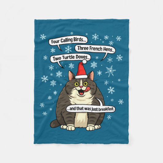 Funny Cat Christmas Carol Meme Merch Santa Hat Kit フリースブランケット (正面)
