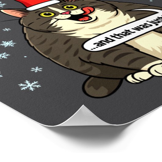 Funny Cat Christmas Carol Meme Merch Santa Hat Kit ポスター (角)