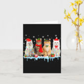 Funny Cat Christmas Lights Reindeer Santa Xmas Kit カード (黄色い花)