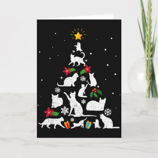 Funny Cat Christmas Tree For Men Women Kids  カード (正面)