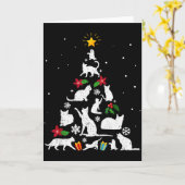 Funny Cat Christmas Tree For Men Women Kids  カード (黄色い花)