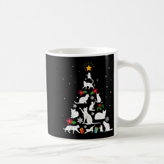 Funny Cat Christmas Tree For Men Women Kids  コーヒーマグカップ (右)
