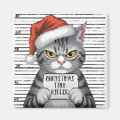 Funny Cat Christmas Tree Killer マグネット (正面)