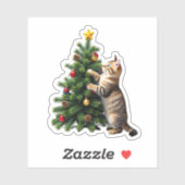 Funny Cat Christmas Tree Xmas Gifts Men Women Kids シール (シート)