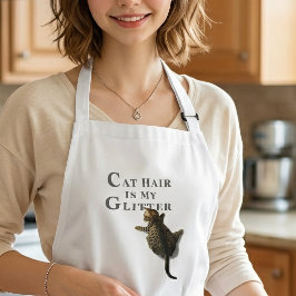 Funny Cat Climbing-Cat Hair Is My Glitter ロングエプロン