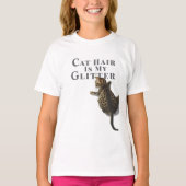 Funny Cat Climbing-Cat Hair Is My Glitter(front) Tシャツ (正面)